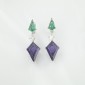 Geometric Drop Earrings with Emerald, Diamond & Amethyst Stones