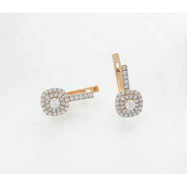 18K Gold Geometric Diamond Drop Earrings